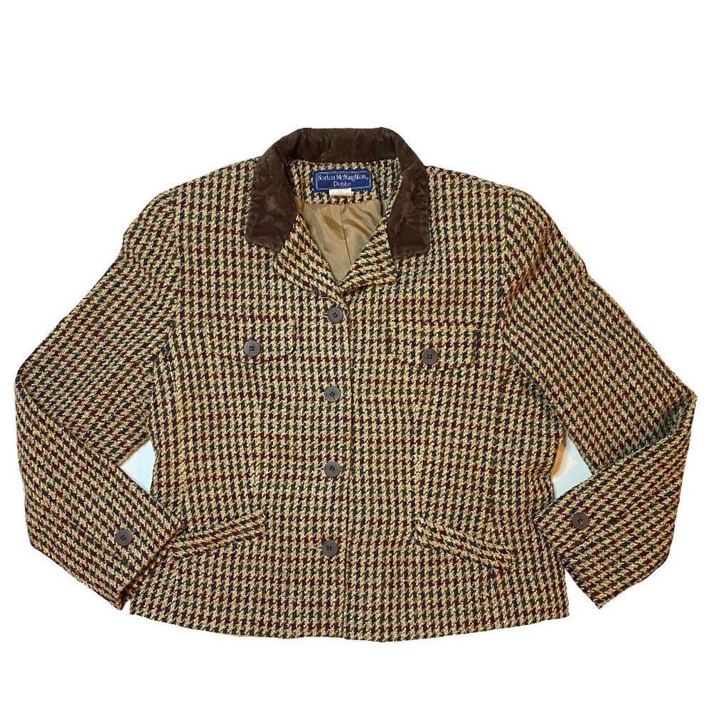 vintage houndstooth blazer Women's 12 petite brown collar